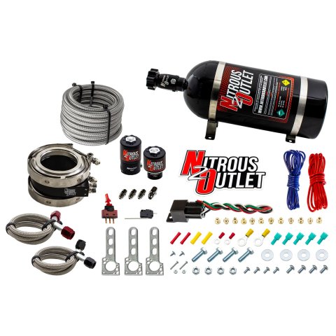 Nitrous Outlet Oxide Systems 00-10053-10 Systems, Interspooler 4" Boosted Collar System - Gas/E85 (45-55psi)(50-200HP)(10lb Bottle)