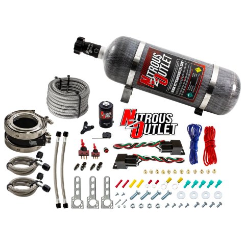 Nitrous Outlet Oxide Systems 00-10055-12 Systems, Interspooler 4" Boosted Dual Stage Dry Collar System (50-400HP)(12lb Bottle)