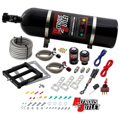 Nitrous Outlet Oxide Systems 00-10071-15 Systems, Weekend Warrior 4500 Plate System - Gas/E85 (5-55psi)(100-350 HP)(15LB Bottle)