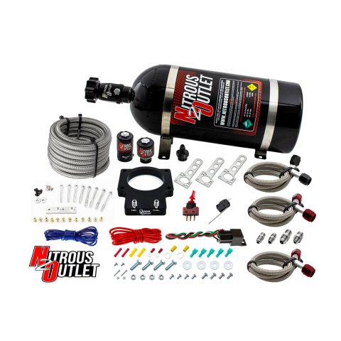 Nitrous Outlet Oxide Plate Systems 00-10108-10 Systems, EFI Plate, Wet Style, WOT Switch Activation, 10 lbs. Bottle, for Use On 90mm LSX 4-bolt Intake, Chevrolet, Small Block LS, Kit