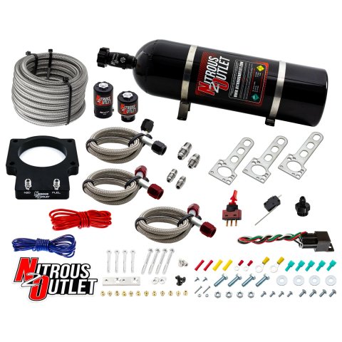 Nitrous Outlet Oxide Plate Systems 00-10113-15 Systems, EFI Plate, Wet Style, WOT Switch Activation, 15 lbs. Bottle, for Use with A 92mm LSX Intake, Chevrolet, Small Block LS, Kit
