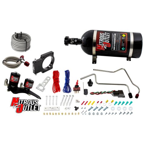 Nitrous Outlet Oxide Plate Systems 00-10128-10 Systems, EFI Plate, Wet, 200 hp, 10 lb. Bottle, Black Powdercoated, WOT Switch, for 90mm Intake, Chevy, GMC, Small Block LS, Kit