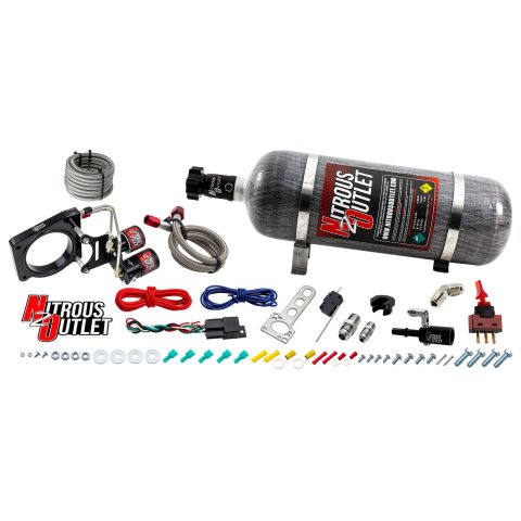 Nitrous Outlet Oxide Systems 00-10141-12 Systems, Ford 2016-2019 Mustang GT350/350R Hard-line Plate System - Gas/E85 (5-55psi)(50-200HP)(12lb Bottle)