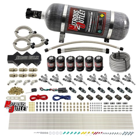 Nitrous Outlet Oxide Systems 00-10402-12 Systems, Dry 8 Cylinder Three Stage Direct Port Systcks/ Trident Nozzles(100-400HP)(12lb Bottle)