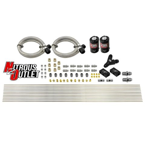 Nitrous Outlet Oxide Systems 00-10418-H Systems, Dry 8 Cylinder Solenoid Forward Direct Port Plumbers Kit - Two .122 Solenoids/ Compact Distribution Blocks/Compression