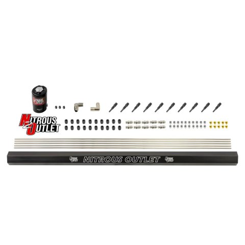 Nitrous Outlet Oxide System Conversion and Upgrade Kits 00-10490 Dry EFI 10 Cyl 1 Sol Forward Plumbers Kit w/ Single Rail (90° Noz)..