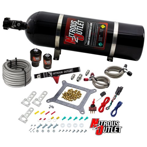 Nitrous Outlet Stinger Plate Oxide Systems 00-10602-15 Race 4150 System (50-600hp) (5-7-10psi) (15LB Bottle)