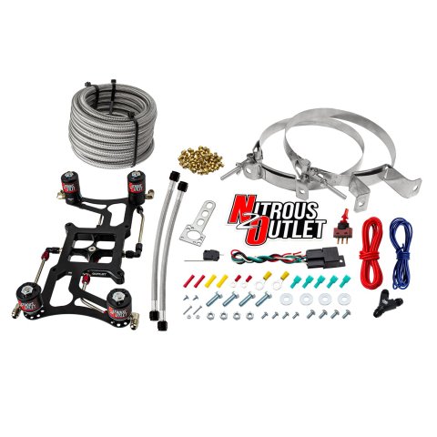 Nitrous Outlet 4150 Hornet Race Dual-Entry Oxide Plate Systems 00-10628-00 Dual Stage Sys Boomerang 4Sol Brckt Low PSI(No Bottle)