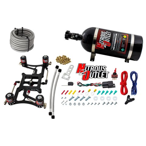 Nitrous Outlet 4150 Hornet Race Dual-Entry Oxide Plate Systems 00-10628-10 Dual Stage Sys Boomerang 4Sol Brckt Low PSI(10LB Bottle)