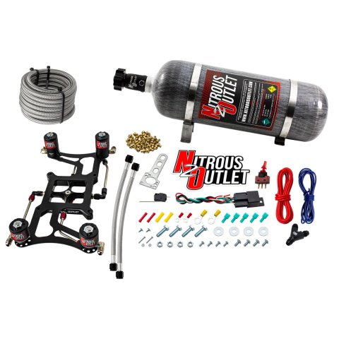 Nitrous Outlet 4150 Hornet Race Dual-Entry Oxide Plate Systems 00-10628-12 Dual Stage Sys Boomerang 4Sol Brckt Low PSI(12LB Bottle)