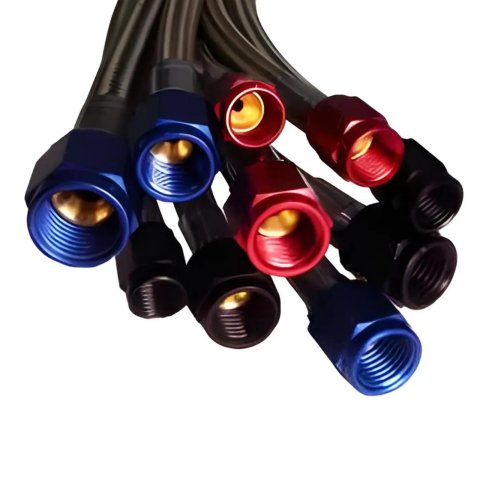Nitrous Outlet Stainless Steel Braided Hoses 00-20347 12"-4AN-3AN Race Hose (Blue Fittings)