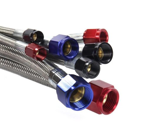 Nitrous Outlet Stainless Steel Braided Hoses 00-20760 Hose, Steel, -6 AN Female Ends, Blue Fittings, 18 in. Length, Each