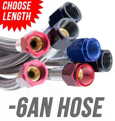 Nitrous Outlet Stainless Steel Braided Hoses 00-21010 192" -6AN Hose (Blue Fittings)