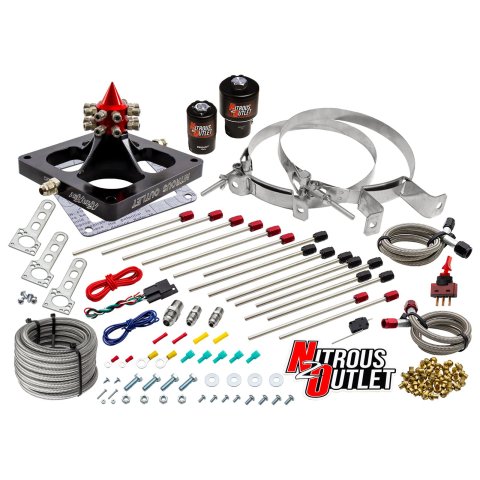 Nitrous Outlet Oxide Systems 00-459002-00 Systems, 4500 Kraken Plate System - Braided Hose/.17(Alcohol)(5-7-10 psi)(100-800 HP)(No Bottle)