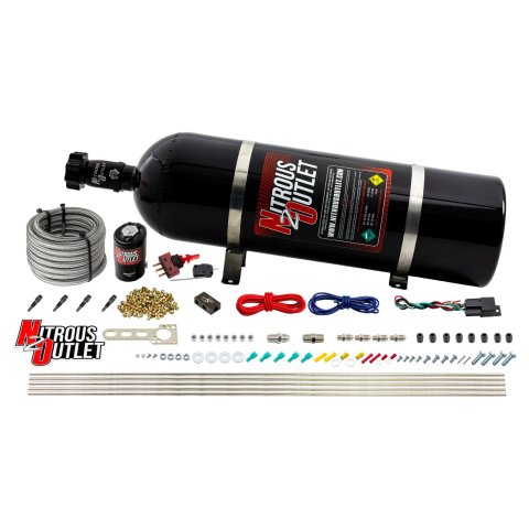 Nitrous Outlet Oxide Systems 00-10360-SBT-15 Dry EFI 4 Cyl 1 Sol Direct Port Sys w/ Dist Block (15Lb Bottle)(SBT Noz)