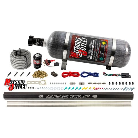 Nitrous Outlet Direct Port Systems 00-10361-SBT-12 Dry EFI 4 Cyl 1 Sol Sys w/ Single Rail (12Lb Bottle)(SBT Noz)
