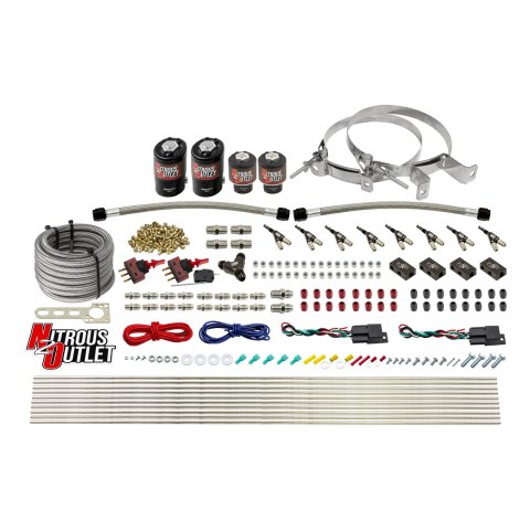 Nitrous Outlet Direct Port Systems 00-10362-DS-00 DS 4 Cyl 4 Sol Sys w/ Dist Blocks Low PSI(No Bottle) 90° Noz