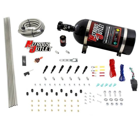Nitrous Outlet Direct Port Systems 00-10396-SBT-12 Dry EFI 6 Cyl 1 Sol Sys w/ Dist Block (12Lb Bottle)(SBT Noz)