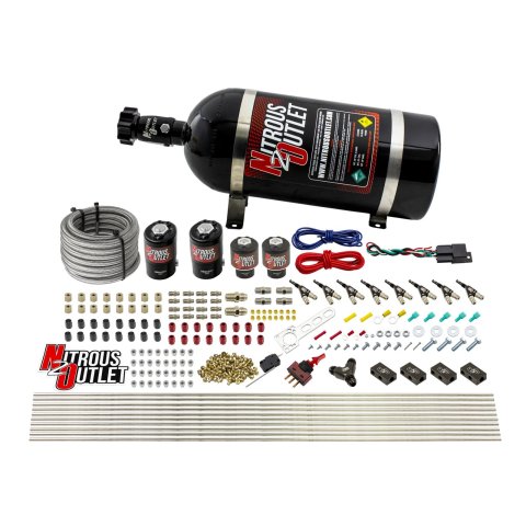 Nitrous Outlet Direct Port Systems 00-10433-H-10 8 Cyl 4 Sol Racers Sys Low PSI( 10lb Bottle)(90° Noz)