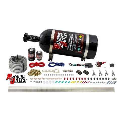Nitrous Outlet Oxide Systems 00-10362-E85-SBT-10 4 Cyl 2 Sol Direct Port Sys w/ Dist Blocks E85 Low PSI(10Lb Bottle) SBT Noz
