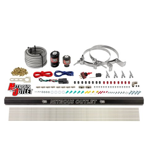 Nitrous Outlet Oxide Systems 00-10362-R-SBT-00 4 Cyl 2 Sol Direct Port Sys w/ Single Rail Low PSI(No Bottle)(SBT Noz)