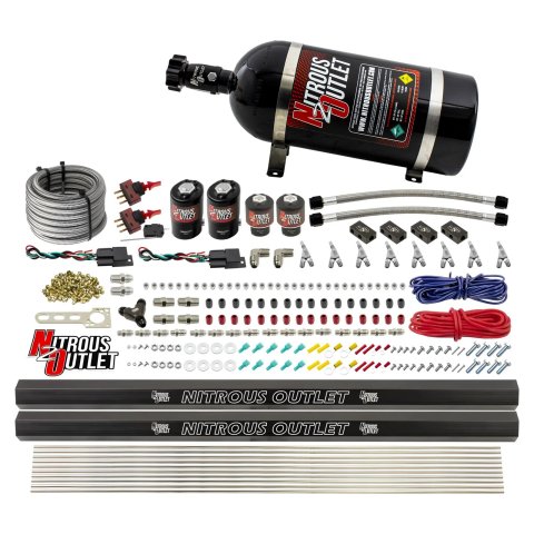 Nitrous Outlet Oxide Systems 00-10363-SBT-DS-10 DS 4 Cyl 4 Sol Direct Port Sys w/Dist Blocks Hi PSI(10Lb Bottle)(SBT Noz)