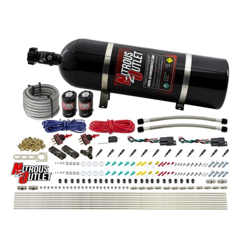 Nitrous Outlet Direct Port Systems 00-10396-SBT-DS-15 Dry EFI DS 6 Cyl 2 Sol Sys w/Dist Blocks (15Lb Bottle)(SBT Noz)