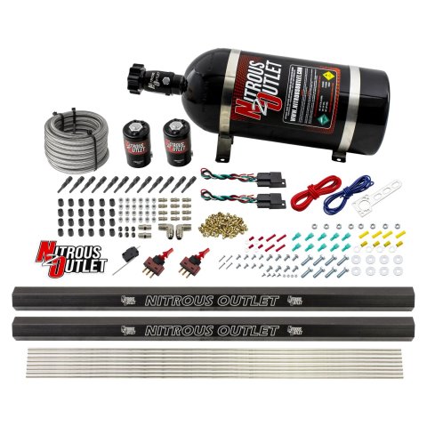 Nitrous Outlet Oxide Systems 00-10397-SBT-DS-10 Dry EFI DS 6 Cyl 2 Sol Direct Port Sys w/ Dual Rails (10Lb Bottle)(SBT Noz)