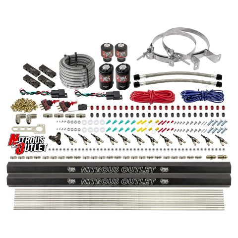 Nitrous Outlet Oxide Systems 00-10398-ALC-DS-00 DS 6 Cyl 4Sol Direct Port Sys w/Dist Blocks ALC Low PSI(No Bottle)(90° Noz)