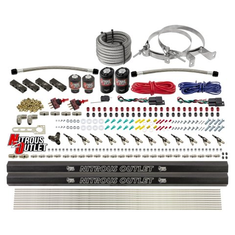 Nitrous Outlet Oxide Systems 00-10398-E85-DS-00 DS 6 Cyl 4Sol Direct Port Sys w/Dist Blocks E85 Low PSI(No Bottle)(90° Noz)