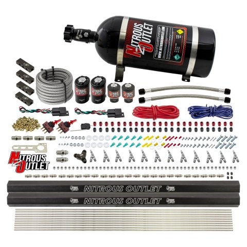 Nitrous Outlet Oxide Systems 00-10398-SBT-DS-10 DS 6 Cyl 4 Sol Direct Port Sys w/ Dist Blocks Low PSI(10Lb Bottle)(SBT Noz)