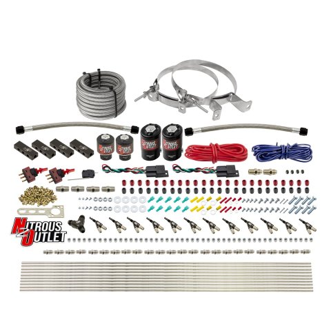 Nitrous Outlet Oxide Systems 00-10399-E85-DS-00 DS 6Cyl 4Sol Direct Port Sys w/ Dist Blocks E85 Hi PSI(No Bottle)(90° Noz)