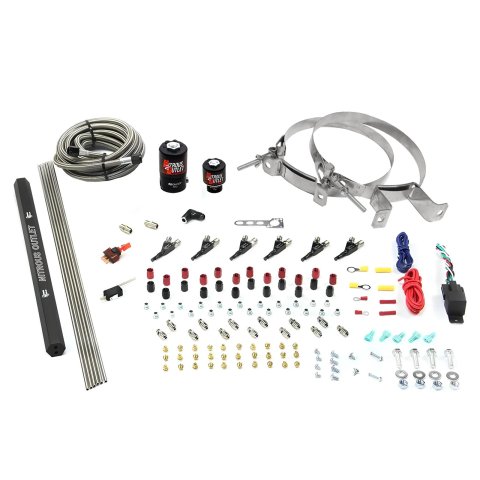 Nitrous Outlet Oxide Systems 00-10399-E85-R-00 6 Cyl 2 Sol Direct Port Sys w/ Single Rail E85 Hi PSI(No Bottle)(90° Noz)