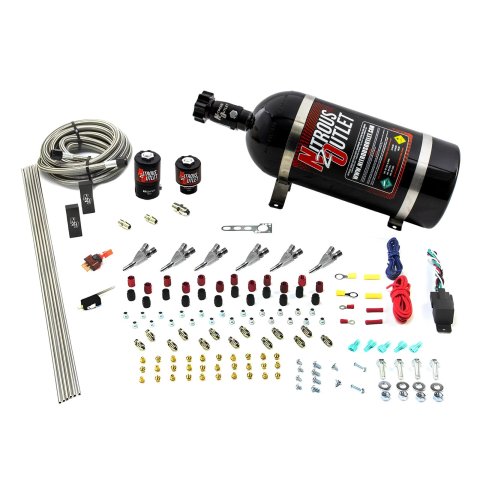 Nitrous Outlet Oxide Systems 00-10399-E85-SBT-10 6 Cyl 2 Sol Direct Port Sys w/ Dist Blocks E85 Hi PSI(10Lb Bottle)(SBT Noz)