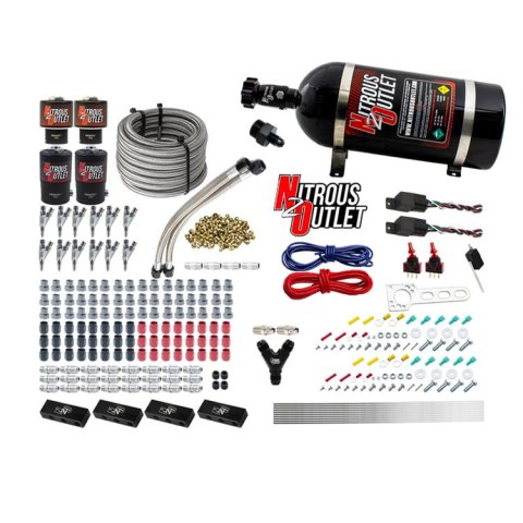 Nitrous Outlet Oxide Systems 00-10399-R-SBT-DS-10 DS 6 Cyl 4 Sol Direct Port Sys w/ Dual Rail Hi PSI(10Lb Bottle)(SBT Noz)