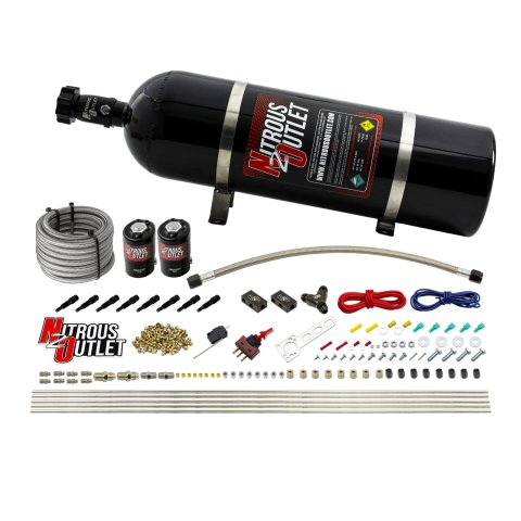Nitrous Outlet Oxide Systems 00-10432-L-SBT-15 Dry EFI 8 Cyl 2 Sol Racers Direct Port Sys (15Lb Bottle) (SBT Noz)