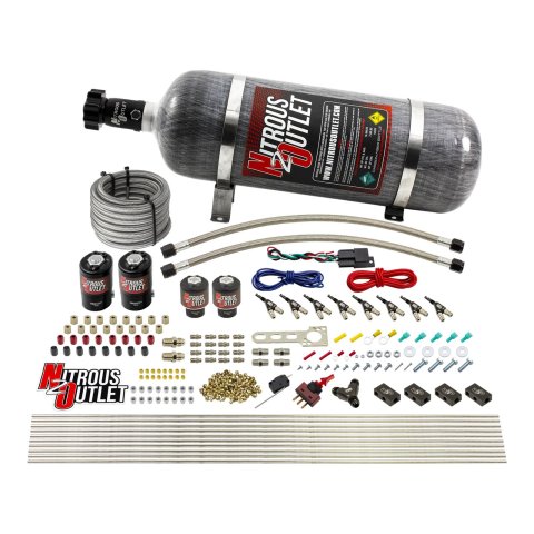 Nitrous Outlet Oxide Systems 00-10433-ALC-L-12 8 Cyl 4 Sol Racers Direct Port Sys ALC Low PSI( 12lb Bottle)(90° Noz)