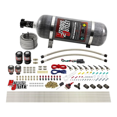 Nitrous Outlet Oxide Systems 00-10434-E85-L-12 8 Cyl 4 Sol Racers Direct Port Sys E85 Hi PSI( 12lb Bottle)(90° Noz)