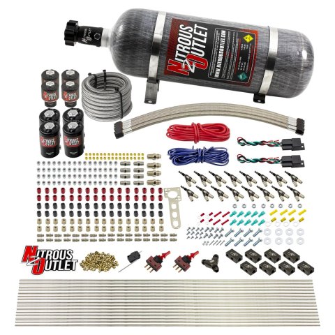 Nitrous Outlet Oxide Systems 00-10434-E85-L-DS-12 DS 8 Cyl 8 Sol Racers Direct Port Sys E85 Hi PSI(12Lb Bottle)(90° Noz)
