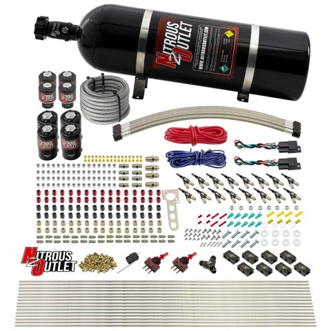 Nitrous Outlet Oxide Systems 00-10434-E85-L-DS-15 DS 8 Cyl 8 Sol Racers Direct Port Sys E85 Hi PSI(15Lb Bottle)(90° Noz)