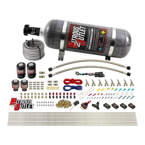 Nitrous Outlet Oxide Systems 00-10434-H-SBT-12 8 Cyl 4 Sol Racers Direct Port Sys Hi PSI( 12lb Bottle)(SBT Noz)