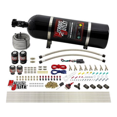 Nitrous Outlet Oxide Systems 00-10434-L-SBT-15 8 Cyl 4 Sol Racers Direct Port Sys Hi PSI( 15lb Bottle)(SBT Noz)