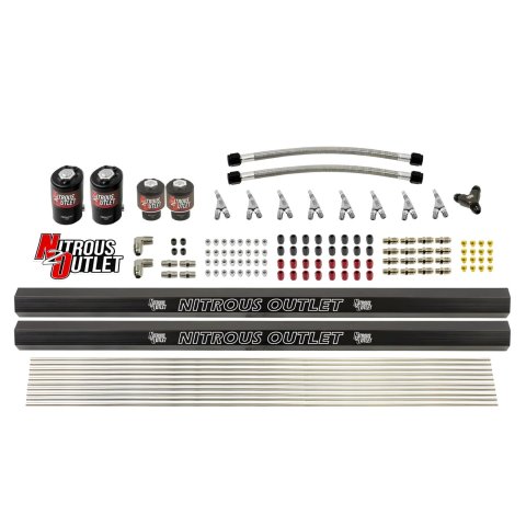 Nitrous Outlet Oxide System Conversion and Upgrade Kits 00-10459-H-R-SBT 8 Cyl 4 Sol Kit w/ Dual Rails 90° Noz