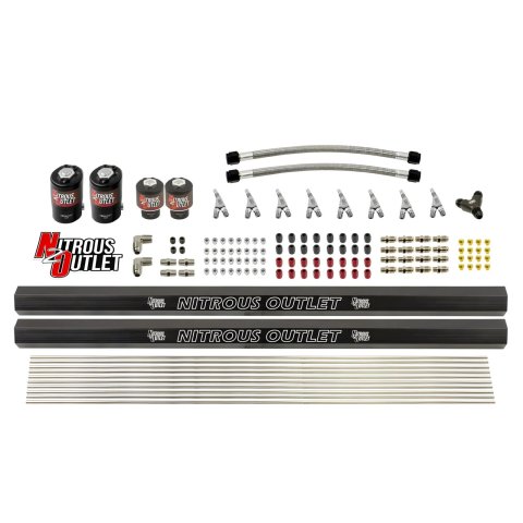 Nitrous Outlet Oxide System Conversion and Upgrade Kits 00-10459-L-R-SBT 8 Cyl 4 Sol Kit w/ Dual Rails 90° Noz