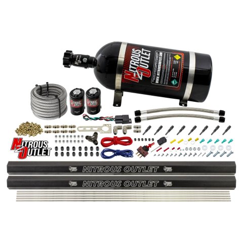 Nitrous Outlet Oxide Systems 00-10471-H-R-SBT-10 Dry EFI 8 Cyl 2 Sol Direct Port Sys w/ Dual Rails (10Lb Bottle )(SBT Noz)