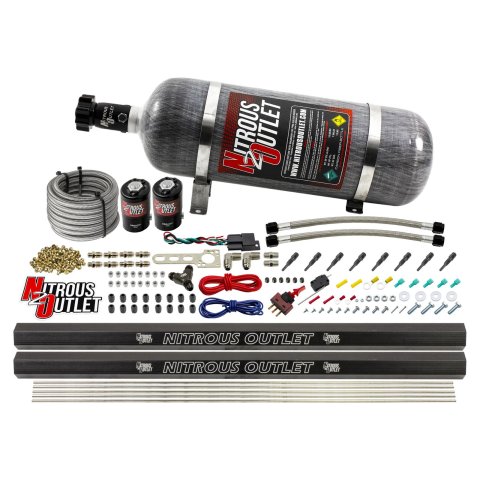 Nitrous Outlet Oxide Systems 00-10471-H-R-SBT-12 Dry EFI 8 Cyl 2 Sol Direct Port Sys w/ Dual Rails (12Lb Bottle )(SBT Noz)
