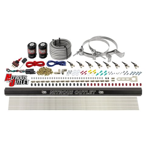 Nitrous Outlet Oxide Systems 00-10472-E85-H-R-00 8 Cyl 2 Sol Direct Port Sys w/ Single Rail E85 Low PSI(No Bottle)90° Noz