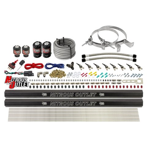 Nitrous Outlet Oxide Systems 00-10474-E85-L-R-00 8 Cyl 4 Sol Direct Port Sys w/ Dual Rails E85 Low PSI(No Bottle) 90°Noz