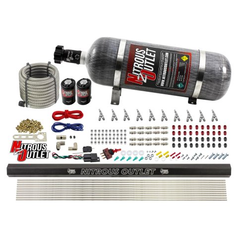 Nitrous Outlet Oxide Systems 00-10494-E85-R-SBT-12 10 Cyl 2Sol Direct Port Sys w/ Single Rail E85 Low PSI(12Lb Bottle)SBT Noz