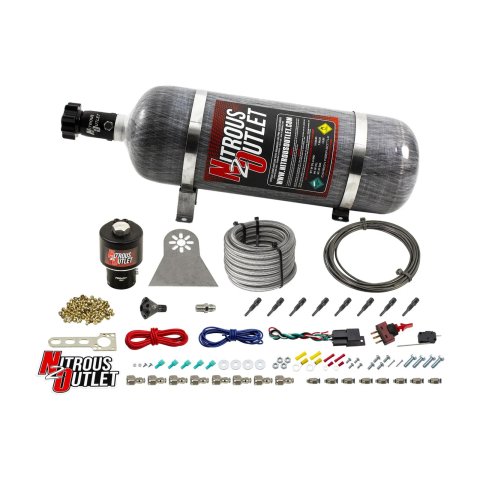 Nitrous Outlet Oxide Systems 00-10481-T-DRY-12 Systems, Dry 8 Cylinder Direct Port System - .178 Discharge Nozzles (100-600HP)(12lb Bottle)